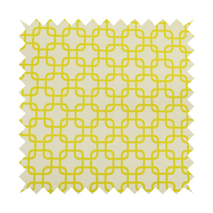 Freedom Printed Velvet Fabric Collection Yellow Maze Geometric Pattern Upholstery Fabric CTR-167 - Roman Blinds