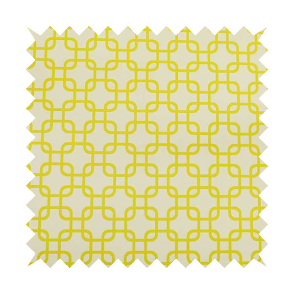 Freedom Printed Velvet Fabric Collection Yellow Maze Geometric Pattern Upholstery Fabric CTR-167 - Made To Measure Curtains