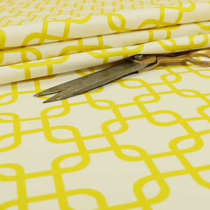 Freedom Printed Velvet Fabric Collection Yellow Maze Geometric Pattern Upholstery Fabric CTR-167 - Made To Measure Curtains