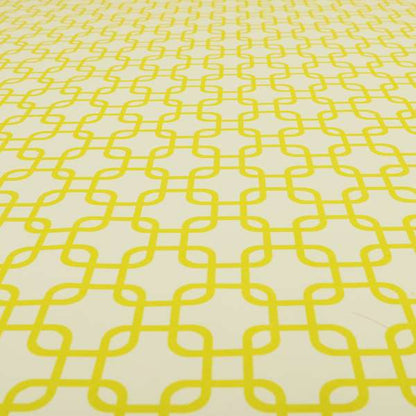 Freedom Printed Velvet Fabric Collection Yellow Maze Geometric Pattern Upholstery Fabric CTR-167 - Roman Blinds