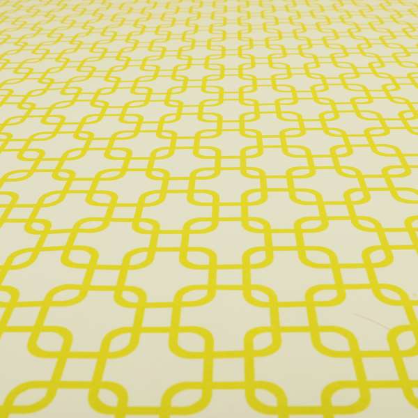 Freedom Printed Velvet Fabric Collection Yellow Maze Geometric Pattern Upholstery Fabric CTR-167 - Made To Measure Curtains