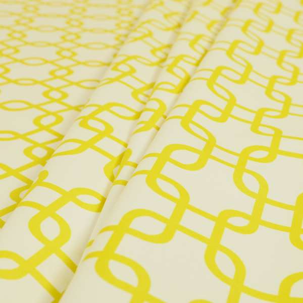 Freedom Printed Velvet Fabric Collection Yellow Maze Geometric Pattern Upholstery Fabric CTR-167 - Made To Measure Curtains