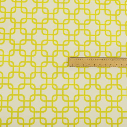 Freedom Printed Velvet Fabric Collection Yellow Maze Geometric Pattern Upholstery Fabric CTR-167 - Made To Measure Curtains