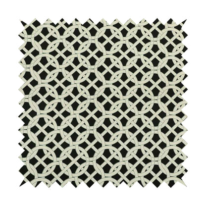 Freedom Printed Velvet Fabric Collection Modern Round Geometric Black Colour Pattern Upholstery Fabric CTR-169 - Roman Blinds