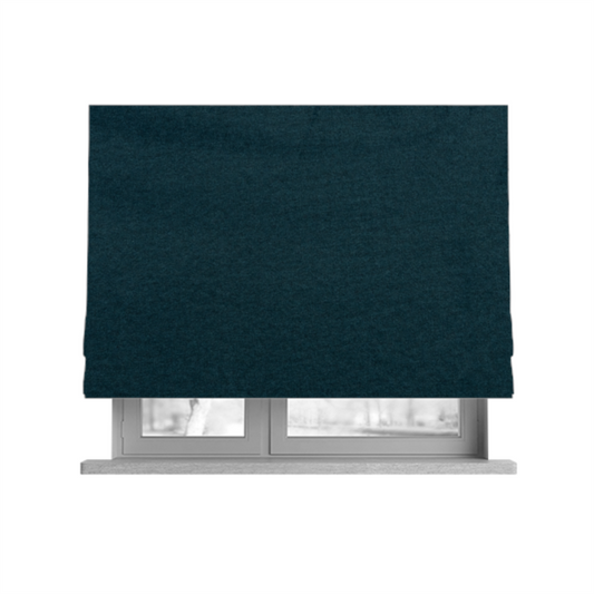 Wazah Plain Velvet Water Repellent Treated Material Denim Blue Colour Upholstery Fabric CTR-1700 - Roman Blinds