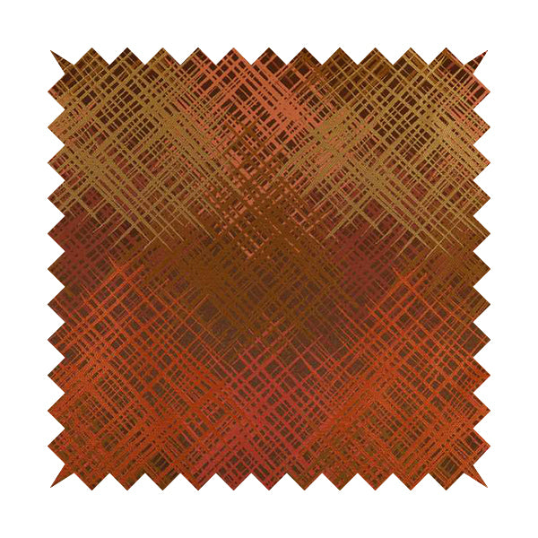 Milano Collection Bronze Orange Colours In Abstract Pattern Chenille Furnishing Fabric CTR-171 - Made To Measure Curtains