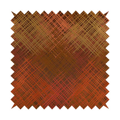 Milano Collection Bronze Orange Colours In Abstract Pattern Chenille Furnishing Fabric CTR-171 - Made To Measure Curtains