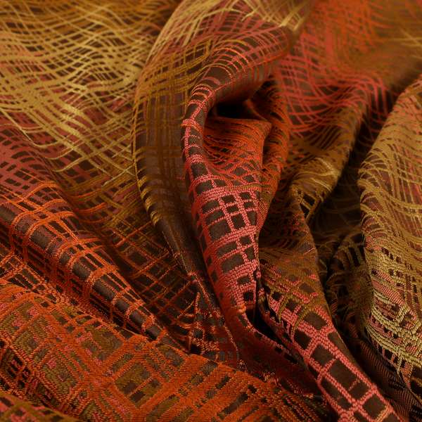 Milano Collection Bronze Orange Colours In Abstract Pattern Chenille Furnishing Fabric CTR-171 - Handmade Cushions