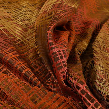 Milano Collection Bronze Orange Colours In Abstract Pattern Chenille Furnishing Fabric CTR-171 - Made To Measure Curtains