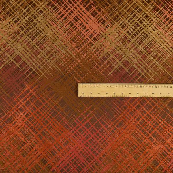 Milano Collection Bronze Orange Colours In Abstract Pattern Chenille Furnishing Fabric CTR-171 - Made To Measure Curtains