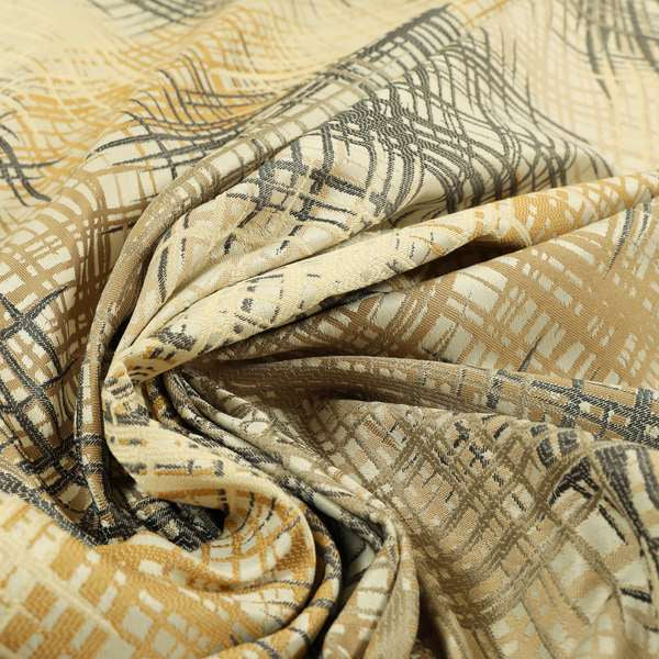 Milano Collection Grey Cream Colours In Abstract Pattern Chenille Furnishing Fabric CTR-172 - Made To Measure Curtains