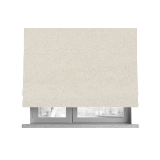 Peru Moleskin Plain Velvet Water Repellent Treated Material White Colour Upholstery Fabric CTR-1732 - Roman Blinds