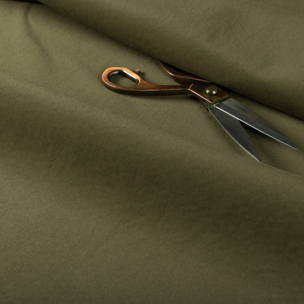 Peru Moleskin Plain Velvet Water Repellent Treated Material Green Colour Upholstery Fabric CTR-1737 - Roman Blinds