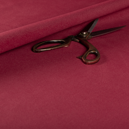 Peru Moleskin Plain Velvet Water Repellent Treated Material Ruby Red Colour Upholstery Fabric CTR-1739 - Made To Measure Curtains