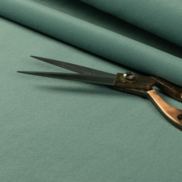 Peru Moleskin Plain Velvet Water Repellent Treated Material Teal Blue Colour Upholstery Fabric CTR-1744 - Roman Blinds