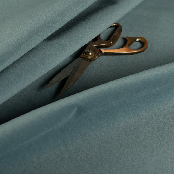 Peru Moleskin Plain Velvet Water Repellent Treated Material Stone Blue Colour Upholstery Fabric CTR-1747 - Roman Blinds