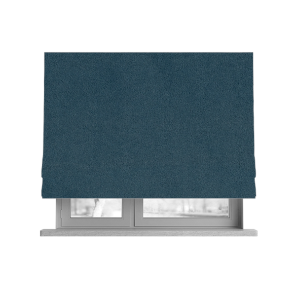 Peru Moleskin Plain Velvet Water Repellent Treated Material Denim Blue Colour Upholstery Fabric CTR-1748 - Roman Blinds