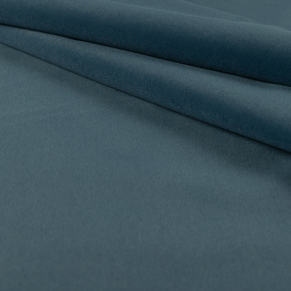 Peru Moleskin Plain Velvet Water Repellent Treated Material Denim Blue Colour Upholstery Fabric CTR-1748 - Roman Blinds