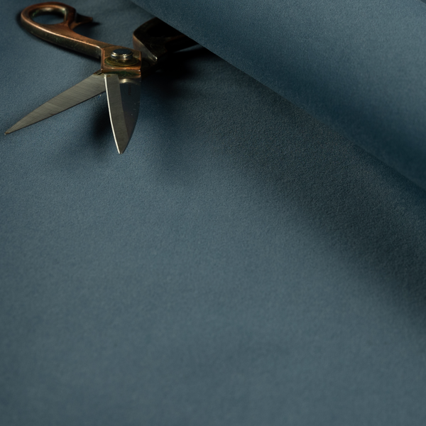 Peru Moleskin Plain Velvet Water Repellent Treated Material Denim Blue Colour Upholstery Fabric CTR-1748 - Roman Blinds