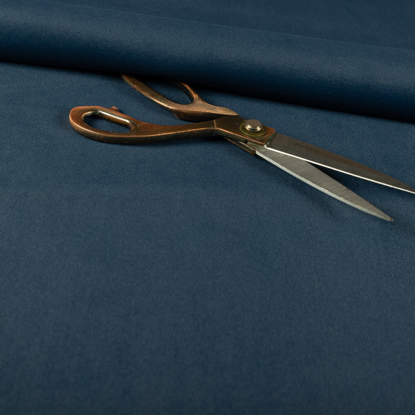 Peru Moleskin Plain Velvet Water Repellent Treated Material Navy Blue Colour Upholstery Fabric CTR-1749 - Roman Blinds