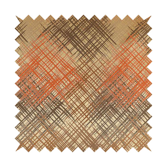 Milano Collection Orange Colours In Abstract Pattern Chenille Furnishing Fabric CTR-175