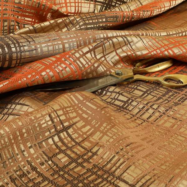 Milano Collection Orange Colours In Abstract Pattern Chenille Furnishing Fabric CTR-175 - Roman Blinds