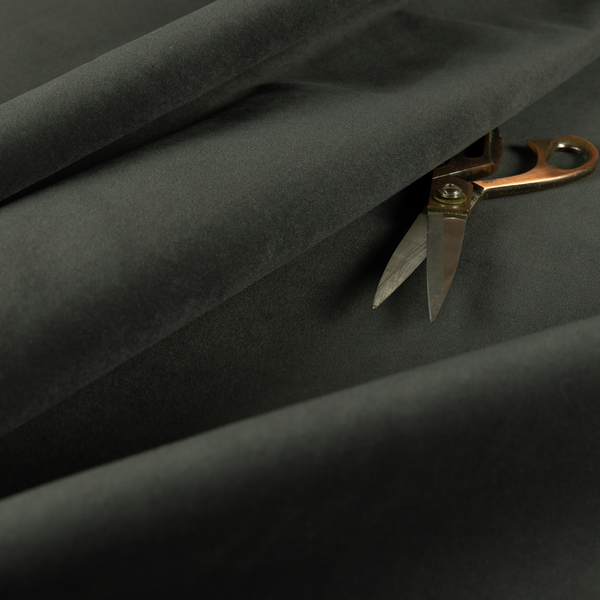 Peru Moleskin Plain Velvet Water Repellent Treated Material Charcoal Grey Colour Upholstery Fabric CTR-1752 - Roman Blinds