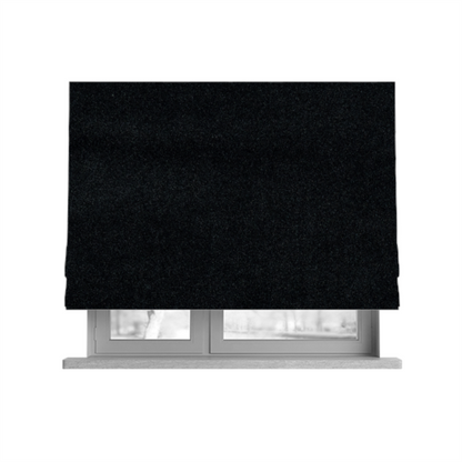 Peru Moleskin Plain Velvet Water Repellent Treated Material Black Colour Upholstery Fabric CTR-1753 - Roman Blinds