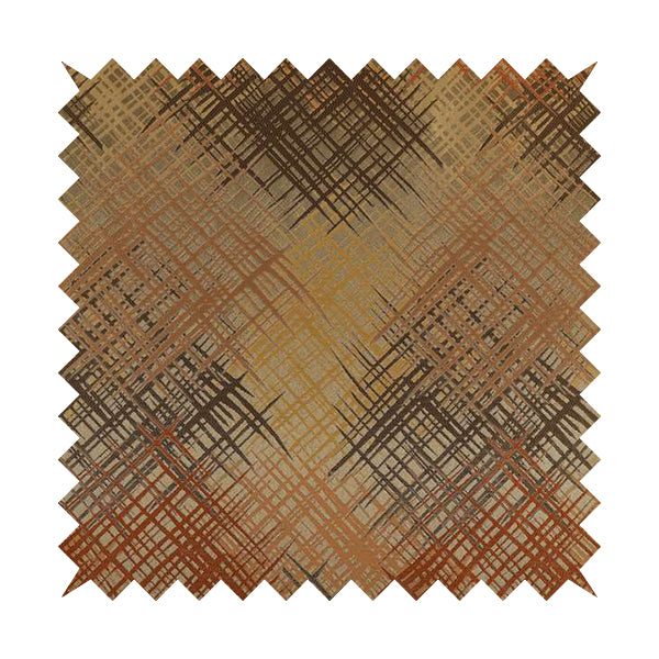 Milano Collection Brown Colours In Abstract Pattern Chenille Furnishing Fabric CTR-177 - Made To Measure Curtains