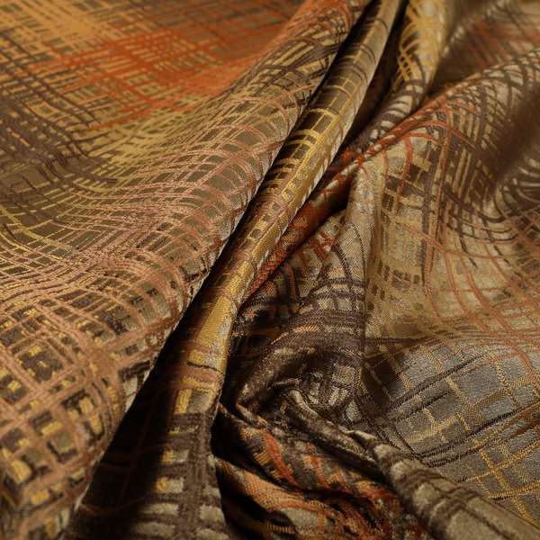 Milano Collection Brown Colours In Abstract Pattern Chenille Furnishing Fabric CTR-177 - Roman Blinds