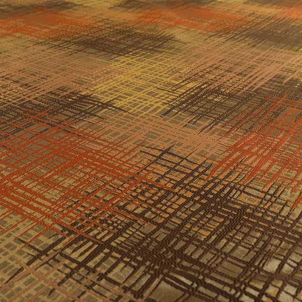 Milano Collection Brown Colours In Abstract Pattern Chenille Furnishing Fabric CTR-177 - Made To Measure Curtains