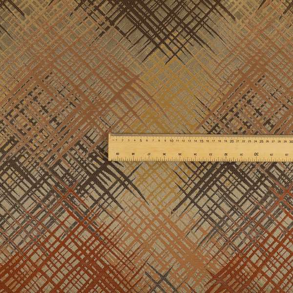 Milano Collection Brown Colours In Abstract Pattern Chenille Furnishing Fabric CTR-177 - Made To Measure Curtains