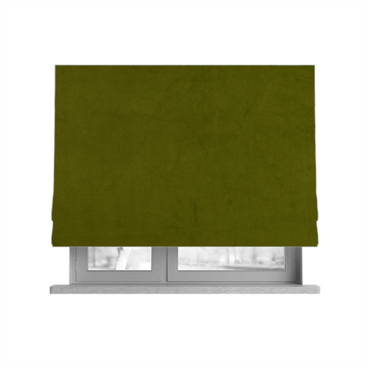 Norfolk Soft Velour Material Green Colour Upholstery Fabric CTR-1780 - Roman Blinds
