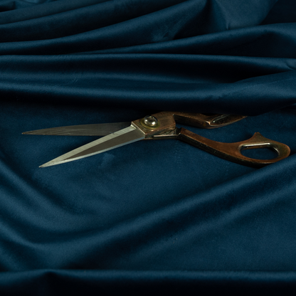 Norfolk Soft Velour Material Navy Blue Colour Upholstery Fabric CTR-1787 - Made To Measure Curtains