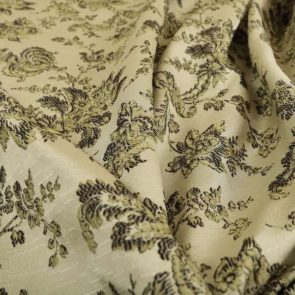 Mumbai Raised Textured Chenille Green Colour Floral Pattern Upholstery Fabric CTR-179 - Made To Measure Curtains