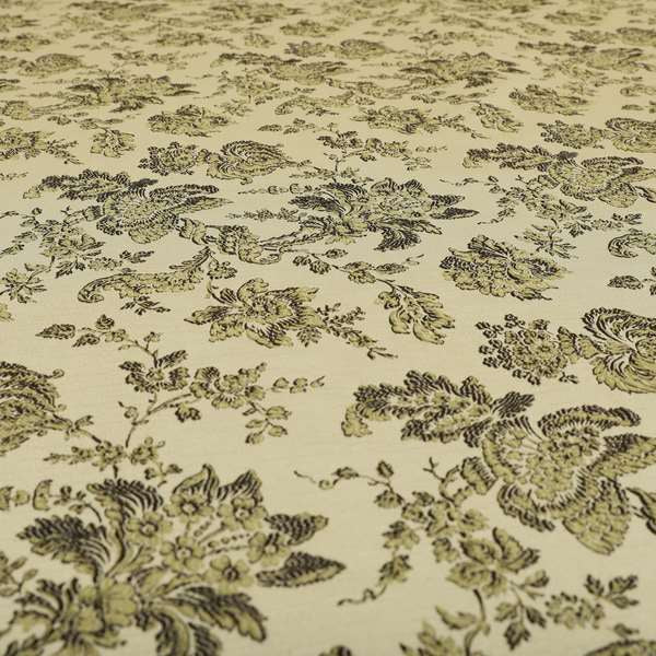 Mumbai Raised Textured Chenille Green Colour Floral Pattern Upholstery Fabric CTR-179 - Made To Measure Curtains