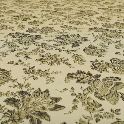 Mumbai Raised Textured Chenille Green Colour Floral Pattern Upholstery Fabric CTR-179 - Made To Measure Curtains