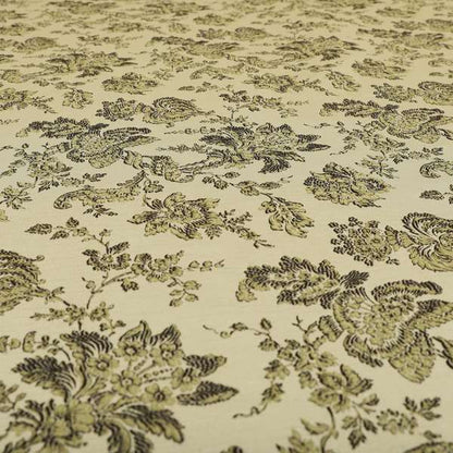 Mumbai Raised Textured Chenille Green Colour Floral Pattern Upholstery Fabric CTR-179 - Handmade Cushions