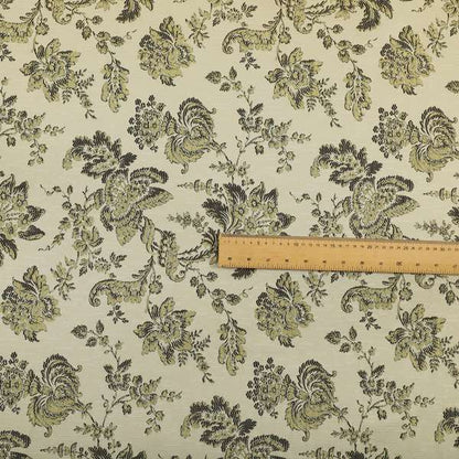 Mumbai Raised Textured Chenille Green Colour Floral Pattern Upholstery Fabric CTR-179 - Roman Blinds