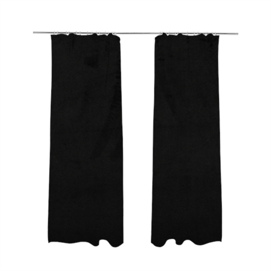 Norfolk Soft Velour Material Black Colour Upholstery Fabric CTR-1795 - Made To Measure Curtains