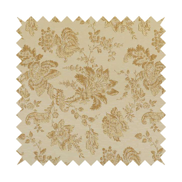 Mumbai Raised Textured Chenille Golden Beige Colour Floral Pattern Upholstery Fabric CTR-180 - Handmade Cushions