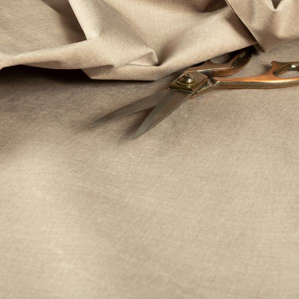 Barbados Plain Velvet Water Repellent Beige Upholstery Fabric CTR-1801 - Made To Measure Curtains