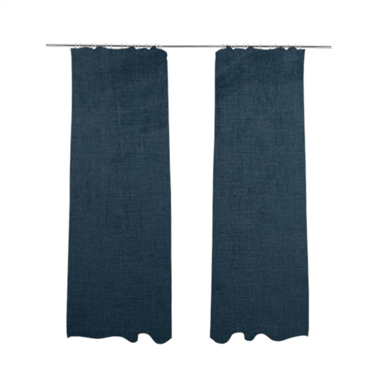 Barbados Plain Velvet Water Repellent Blue Upholstery Fabric CTR-1808 - Made To Measure Curtains