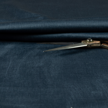 Barbados Plain Velvet Water Repellent Blue Upholstery Fabric CTR-1808 - Made To Measure Curtains