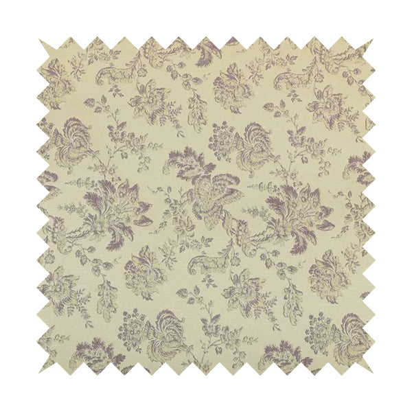 Mumbai Raised Textured Chenille Lilac Colour Floral Pattern Upholstery Fabric CTR-181 - Made To Measure Curtains