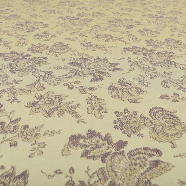 Mumbai Raised Textured Chenille Lilac Colour Floral Pattern Upholstery Fabric CTR-181 - Handmade Cushions