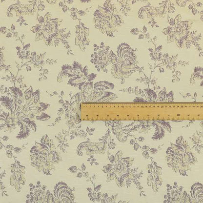 Mumbai Raised Textured Chenille Lilac Colour Floral Pattern Upholstery Fabric CTR-181