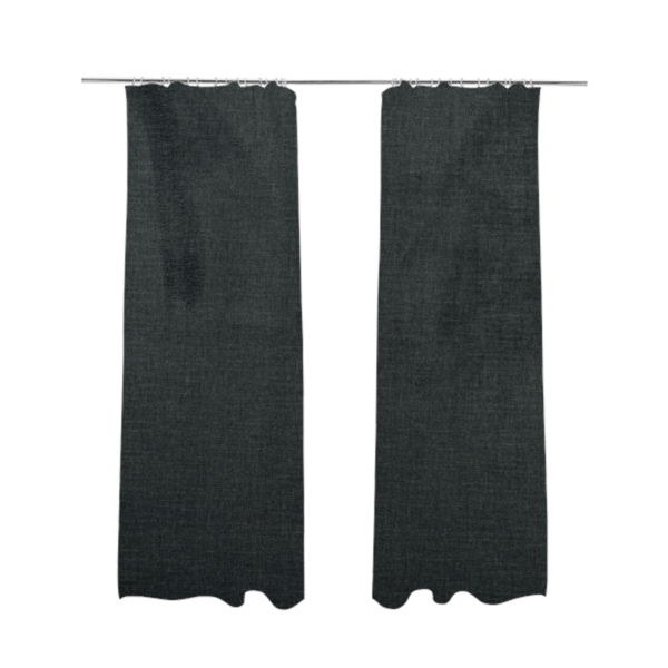 Barbados Plain Velvet Water Repellent Black Upholstery Fabric CTR-1813 - Made To Measure Curtains