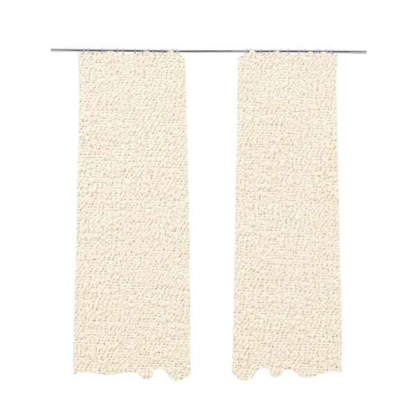 Purlwell Boucle Chenille Material Cream Colour Upholstery Fabric CTR-1814 - Made To Measure Curtains