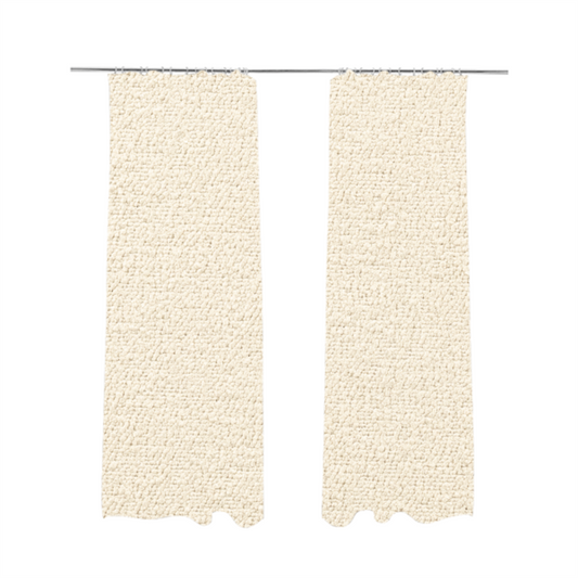 Purlwell Boucle Chenille Material Cream Colour Upholstery Fabric CTR-1814 - Made To Measure Curtains